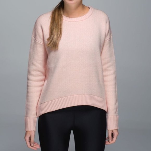 lululemon athletica Sweaters - Lululemon Yogi Crew Sweater *Hearts Parfait Pink / White